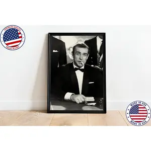Classic Movie Poster, Spy James Bond Poster, Sean Connery Poster, 18x24 Poster, Black and White Print, Fashion Post, Wall Art