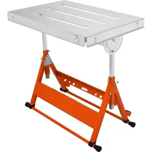 Welding Table 30 x 20 Inches, 400 lbs Load Capacity Steel Welding Workbench on Wheels, Folding Work Bench with Three 1.1-Inch Slots, Three Tilt Angles, Adjustable Height, Retractable Guide Rails