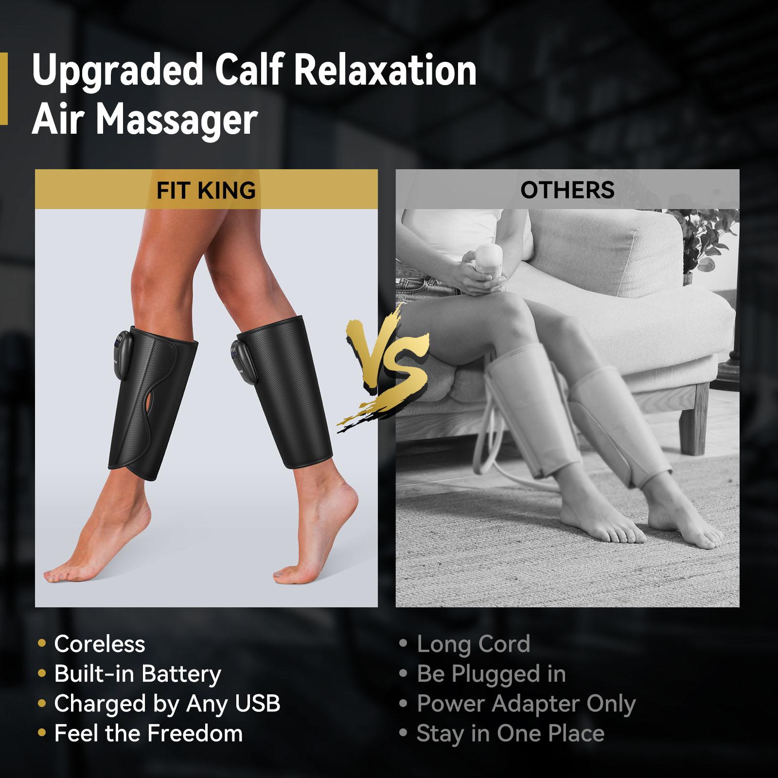 【FIT KING】Air Compression Cordless Calf Massager, 3 Modes & Intensities, Rechargeable Leg Massager Comfort Massaging Device Relaxation Tool mothersday gift summerwins