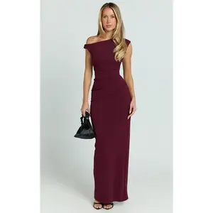 Genie Maxi Dress - Off The Shoulder Dress in Wine