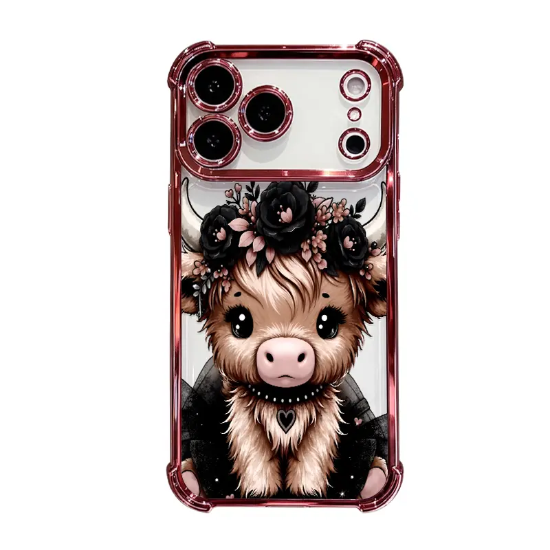 Non-Customized Silicone Protective Case for iPhone - Flower Pattern, Electroplated Transparent, 4-Corner Air Cushion, Shockproof Heavy-Duty Protection Cover for iPhone 18,18 Pro,17,16 Pro Max,16 Plus,15 Plus,14,13,12,11,E,Air Cellphone Accessories