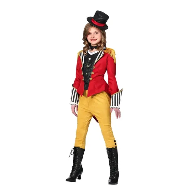 HalloweenCostumes Girls' Ravishing Ringmaster Costume, Featuring Buttons, Fringe, Top Hat, Elastic Waistband
