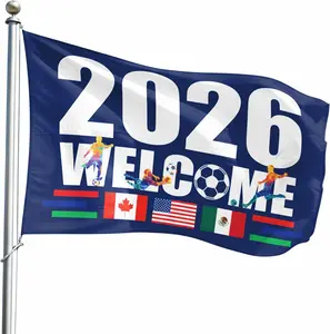 World Cup Flag 2026 American Canada Mexico Host Country Football Supporters Banner, Soccer Merchandise Decorations Accessories,Great Soccer Fans Gifts,5×3 Feet Yard Sign Garden Outdoor Flag