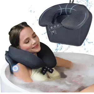 Bath Pillow, Neck Pillow for Tub, Headrest and Neck Support Bath Pillow, Adjustable and Comfort Bath Tub Pillow Without Suction Cups, Bathpillow with Laundry Bag (Gray)