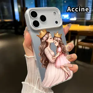 Phone Case for iPhone 17 16 15 14 Pro Max 13 12 11 XR XS Plus Air E Mother - daughter royal kiss Pattern Full Body Protection Anti-Scratch PC Smartphone Cover Cellphone Protective
