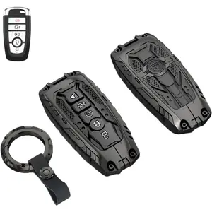 Heavy Key Fob Cover Case Protector for Ford, Keychain, Accessories for Ford F150 Mustang Explorer Edge Fusion Lincoln MKZ MKC MKX(Model-B Black)