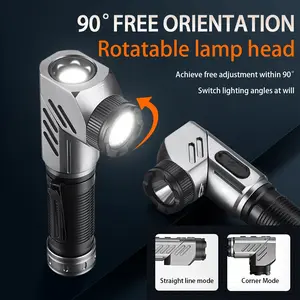 COB Flashlight Strong Light 1300 Lumens, Survival Supplies IP54 Waterproof EDC Aluminum Tactical Torch Lights, USB Rechargeable, Zoomable | Camping, Emergency, Fishing, Security MUST-HAVE