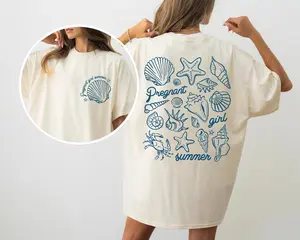 Comfort Colors Pregnant Girl Summer Shirt, Beach Pregnancy Announcement Shirt, Pregnancy Reveal Tee, New Mom Shirt, Summer, Mothers Day Gift - AMBER