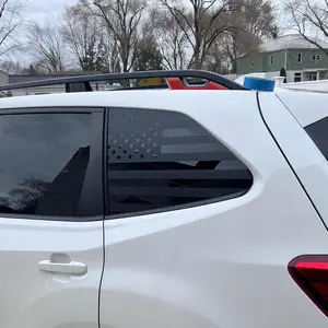 2pcs 28x50cm Universal Rear Side Window American Flag Decal Matte Black USA Flag Vinyl Sticker Patriotic Car Truck SUV Accessories