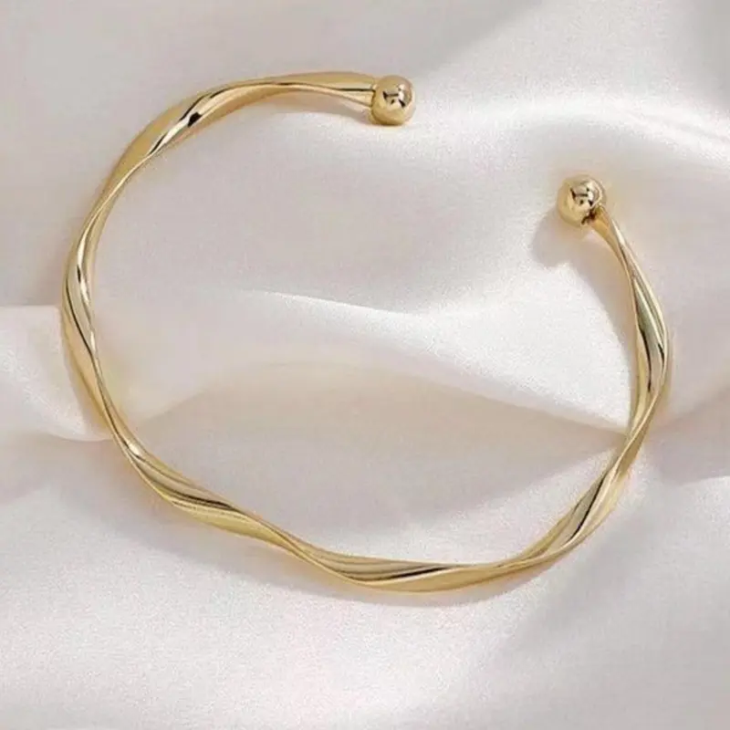 Fashion Simple Twist Design Cuff Bangle Bracelet, Fashionable Bangle, Creative Alloy Accessories for Women, Daily Commuting Versatile Accessories for Party and Club, Geometric Design Bangle, Adjustable Bracelets, Adjustable Bangle, Bangles Bracelets