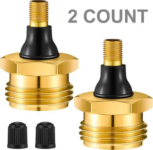 2 count Brass Blow Out Plug for RV Antifreeze, Air Hose Compatible with Schrader Valve to Blow Out RV Water Lines, Winterization Valve for Campers, Motorhomes and Travel Trailers