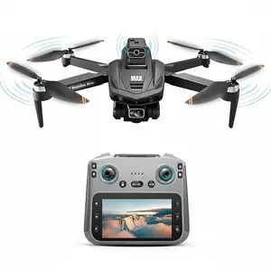 V168 MAX Screen Controller Drone GPS Drone supports 5G GPS Drone Modern Drone Design,360° Rolling, Four-sided Obstacle Avoidance, Dual Cameras, Foldable Design, 2 Batteries , Gesture Control, One Click fly / Return for Amateur player for Birthday Gift