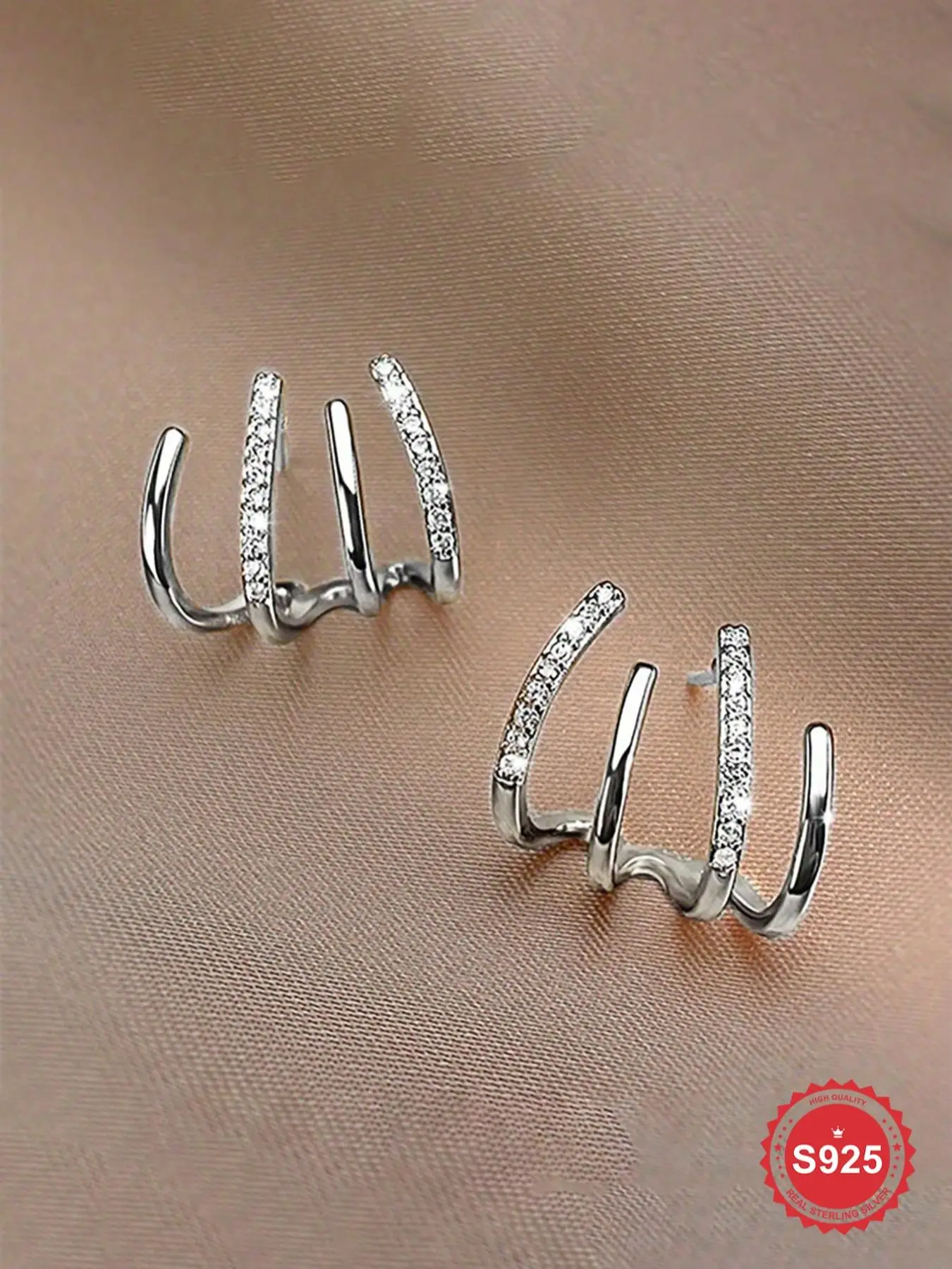 S925 Sterling Silver Fashion Artificial Zircon Decor Claws Earrings, Elegant Jewelry for Women, Trendy All-match & Exquisite Jewelry for Birthday Gift