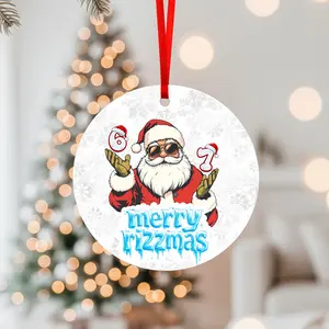 Merry Rizzmas Funny Ceramic Ornament - Hilarious ornament for teens - High quality printed on both sides