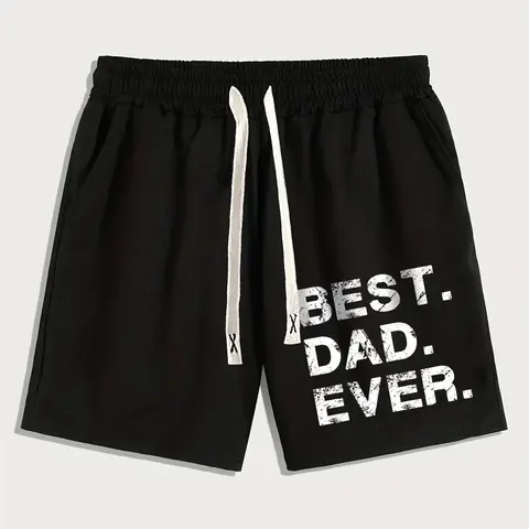 Men's Letter Print Drawstring Sweat Shorts, Breathable Summer Shorts, Casual Comfy Pockets Loose Shorts for Summer Outdoor Sport Street, Summer Outfits 2024, Casual Athletic Shorts, Summer Style Shorts, Shorts with Pockets