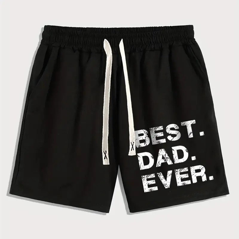 Men's Letter Print Drawstring Sweat Shorts, Breathable Summer Shorts, Casual Comfy Pockets Loose Shorts for Summer Outdoor Sport Street, Summer Outfits 2024, Casual Athletic Shorts, Summer Style Shorts, Shorts with Pockets