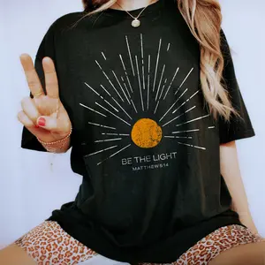 Be The Light Mathew 5:14 Sunburst Vintage Bible Verse Shirt, Christian Celestial Boho Sun Unisex Tee t shirt