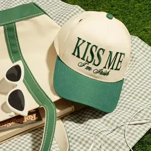 Kiss Me I'm Irish Trucker Hat | St. Patrick's Day, Embroidered Cotton Cap Adjustable Snapback, St Patty's, Adult Unisex