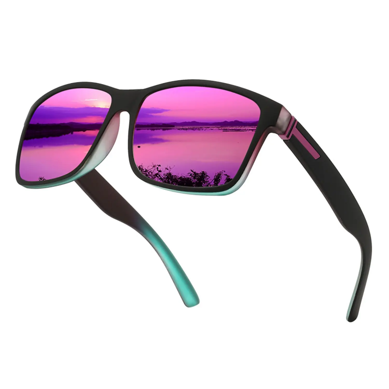 Modern Trendy Sunglasses, Unisex Square-Frame Sports Eyewear with Polarized Multi-Film Resin Lenses for Outdoor Cycling, Anti-Glare, Accessories, Black And White Framed Gray Film