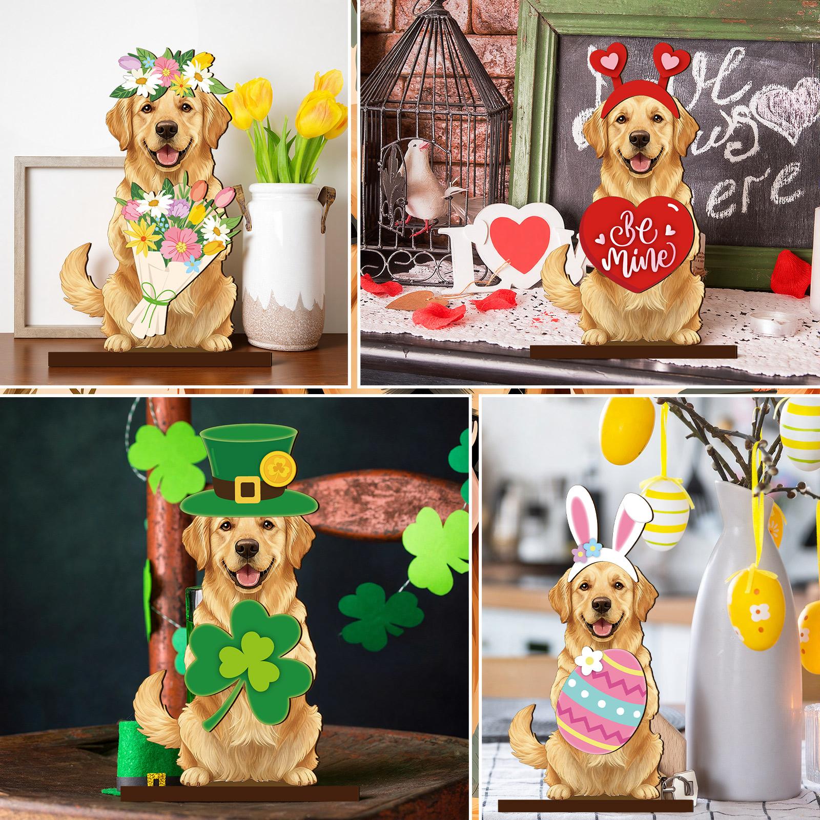Cute Animals Sign Gift Cat Wooden Sign Desk Decor Golden Retriever Cat Labrador Dachshund Highland Cow Interchangeable Ornaments with Magnet Detachable Hats for Summer Holiday Seasonal Birthday Party, Gift for Pet Owning Families and Animal Lovers Cute Animals Sign Gift Cat Wooden Sign Desk Decor Golden Retriever Cat Labrador Dachshund Highland Cow Interchangeable Ornaments with Magnet Detachable Hats for Summer Holiday Seasonal Birthday Party, Gift for Pet Owning Families and Animal Lovers