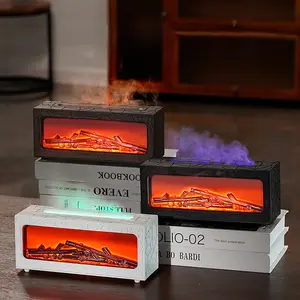 Oil Diffuser Flame Colorful Steam Fireplace Humidifier, Aromatherapy Essential Oil Diffuser for Bedroom & Room Use, Timer & Auto Shut-Off Protection