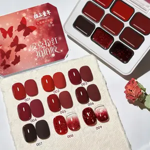 Solid Tap Gel Nail Polish Set, Tomato & Cherry Series, High Saturation Gradient Paint, Single Coat, Blendable, Trendy