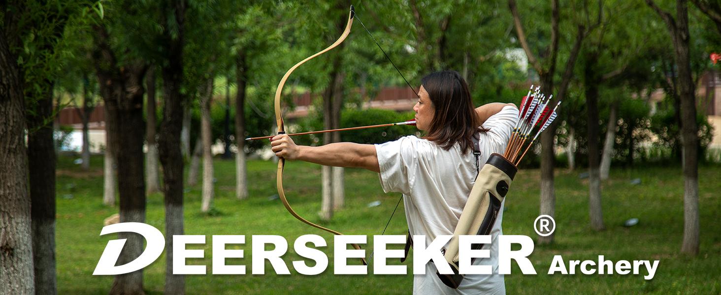 DEERSEEKER OUTDOOR 52" Handmade Ambidextrous Recurve Horsebow - 20-70 lbs dw, Anti-Shock Grip, Exotic Look, for Hunting/Target & Horseback Shooting