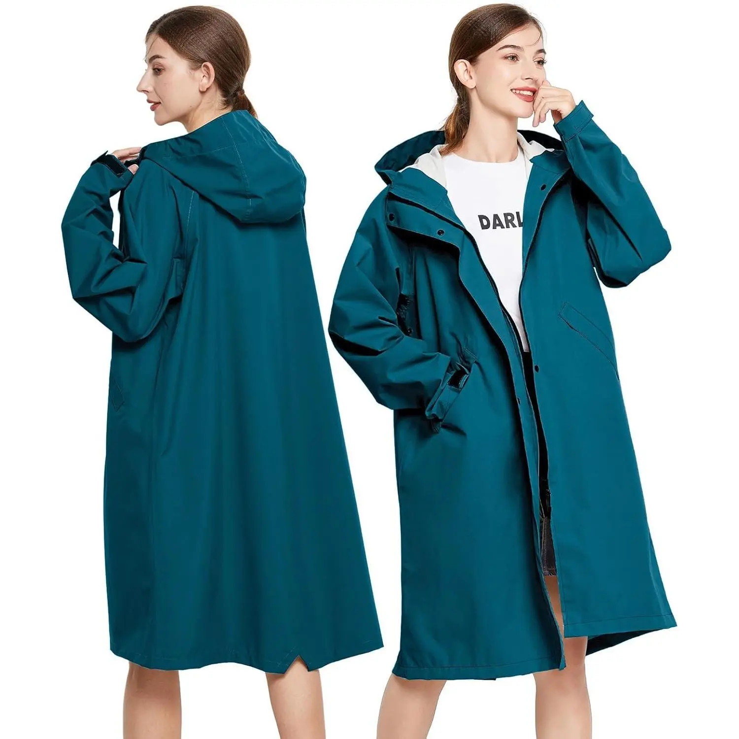 Unisex Women's Long Polyester Raincoat - Lightweight, Waterproof, Breathable Hooded Jacket for Outdoors Mountaineering, Packable, Reusable with Versatile Protection to Stay Cozy and Dry, Cycling, Storage Bags, Cloth, Comfortable, Large, Long Cut, One-Piec