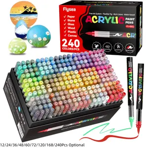 Acrylic Paint Markers, Soft Brush Tip Acrylic Paint Pens, Quick-Drying Waterproof Ink, for Rock Painting Plastic Wood Canvas Glass Ceramic Metal Art Crafts Supplies Diy Painting Supplies Christmas Gift, Acrylic Art Kit