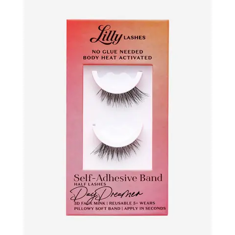 Self-Adhesive Eyelashes DayDreamer Half Lash | Lilly Lashes 3D Faux Mink | No Glue Needed, Body Heat Activated