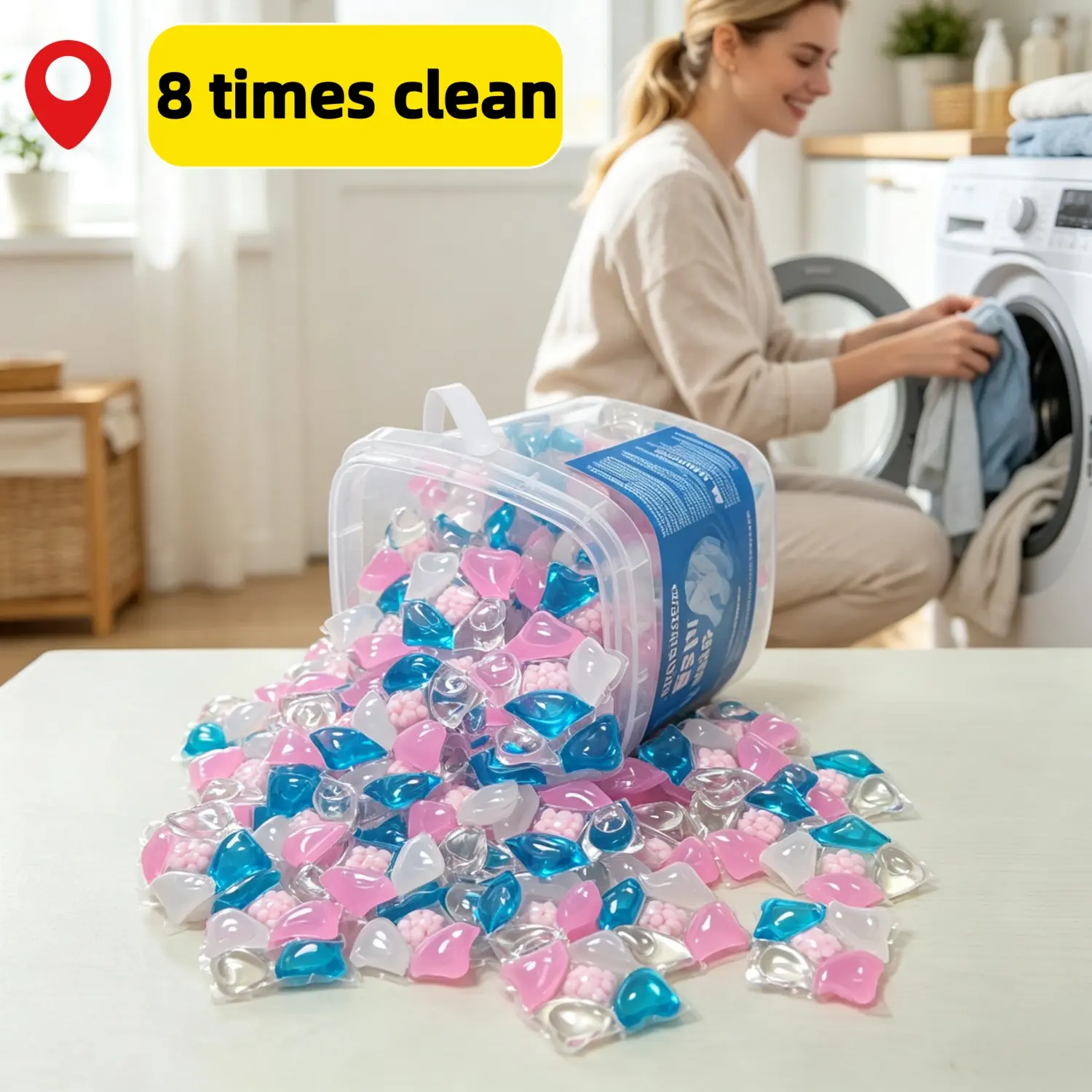 5-in-1 Concentrated Laundry Gel Beads (Beads Shape) - 59 Count per Box, 1/2/3 Box Options, Effortless Laundry Solution, Deep Stain Removal, Softening, Anti-Static, Long Lasting Fresh Aroma, Low-Foam Easy-Rinsing Household Cleaner