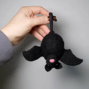 Bat Plant Buddy Handmade Needle Felt Wool Bat