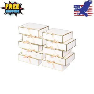 10 Pack Large Gift Boxes with Lids, 12.6x9.8x3.1 Inch Bridesmaid Proposal Box, White