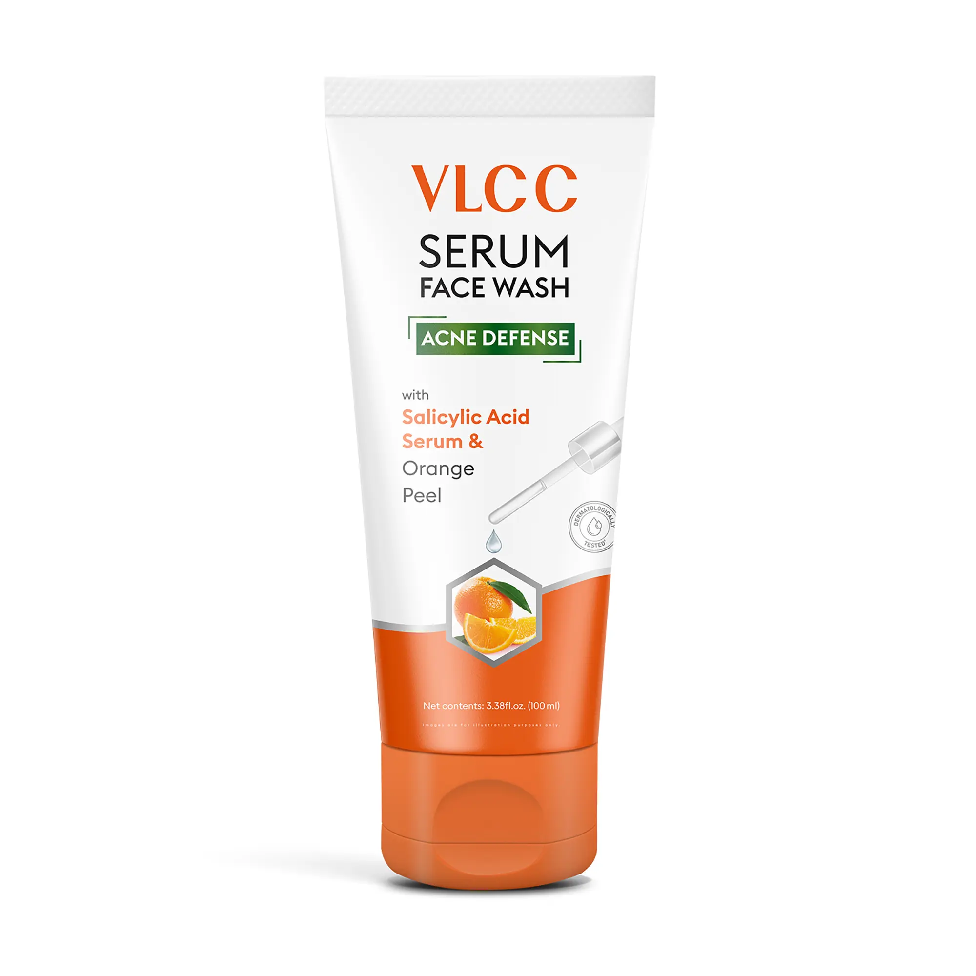 VLCC Acne Serum Face Wash - Facial Cleanser with Charcoal, Orange Peel, Mulberry Extract - Deep Cleansing Face Cleanser for Pores - 3.38 oz