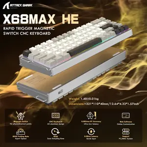 ATTACK SHARK X68MAX HE 8K Rapid Trigger Keyboard, 0.005mm RT, 0.08ms Latency, CNC Aluminum Magnetic RGB Gaming PC Keyboard, Approximately 1.5 kg