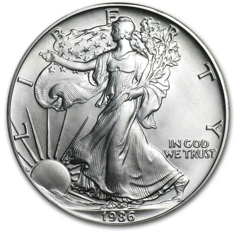 1986 Silver American Eagle in Mint Condition. 1oz Pure Silver
