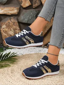Women's Versatile Sports Shoes, Casual Walking Sneakers, Casual PU Upper Material, Rubber Sole, Less Than Ankle Height, Plain Pattern, Spring & Fall
