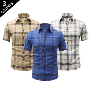 Men's Classic Plaid Button-Down Shirt, Casual Business Short Sleeve Shirt, Breathable & Comfortable, Perfect for Summer Daily Commute & Outdoor Activities