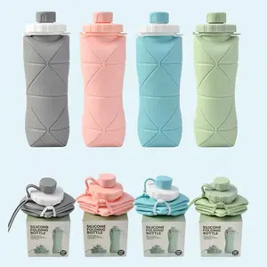 600ML Silicone Cup Silicone Folding Water Cup  Mini Outdoor Sports Water Bottle Portable Creative