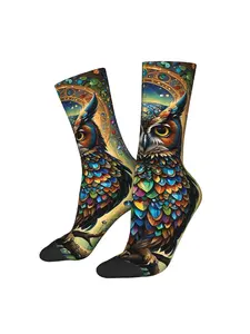Colorful Owl Sock Printed for Man Polyester