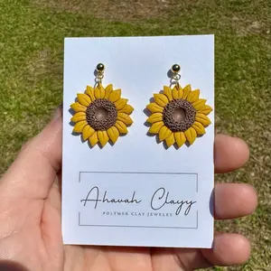 Polymer Clay Sunflower Dangles