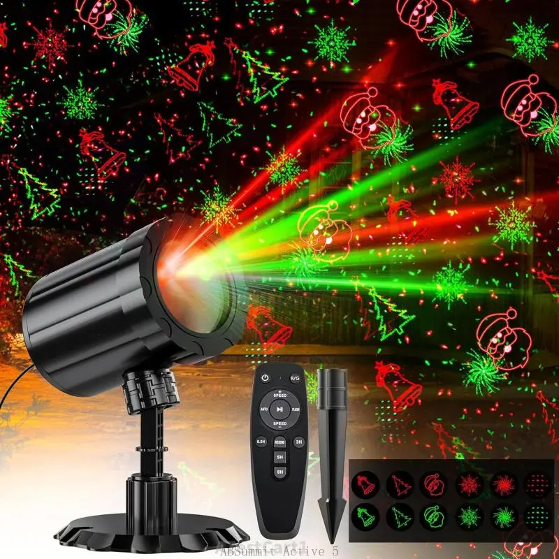 Christmas Projector Lights Outdoor, Red & Green Christmas Pattern Projector with Remote & Timer, IP65 Waterproof Landscape Lights for Indoor Outdoor Christmas DecorationsAZestCart1ABSummit Active