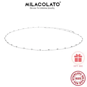 MILACOLATO 925 Sterling Silver Beach Body Waist Chain Minimalist Beach Body Belt Chain Beaded Belly Chain for Women Body Jewelry