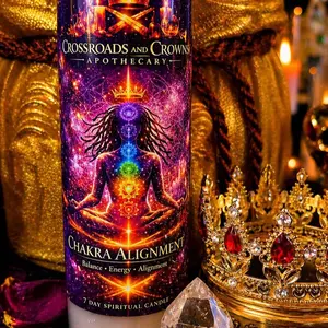 Chakra Alignment Ritual Candle | 7 Day Spiritual Candle | Energy Balance & Aura Healing | Crossroads and Crowns Apothecary