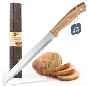 Serrated Bread Knife for Homemade Bread, High Carbon Steel Sourdough Knife Cutter for Slicing Bread, Bagels & Cake, Razor Sharp Premium 8-Inch Bread Cutting Knives with Gift Box
