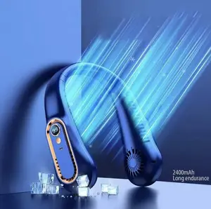 Bladeless Hanging Neck Fan, Portable USB Rechargeable Cooler Fan With 5 Wind Speeds And Digital Display,Super Technology & Bladeless Design For Outdoor Sports Use