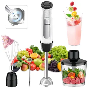 Fatabeta 1100W Immersion Blender, 21-Speed Hand Blender with Turbo Mode, 5-In-1 Stick Blender for Smoothies, Baby Food, Soups, Purees, White immersion hand blender