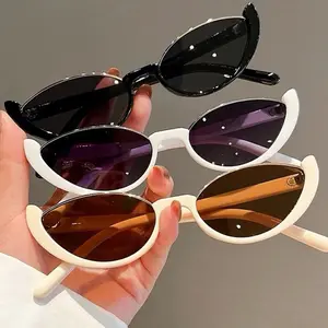 3 Pcs Cat Eye Sunglasses Metal Rim Frames 3 Pack Cat Eye Frames Vintage Fashionable Sunglasses, Round Eye Glasses, Half Rim Frames in Black White & Brown