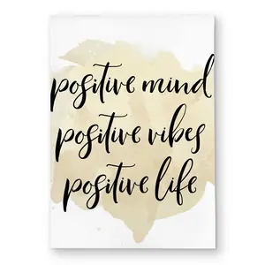Begin Home Decor C1ROAR57XM92X6 5 x 7 ft. Positive Mind Positive Vibes Beige Outdoor Rectangle Area Rug - Decor