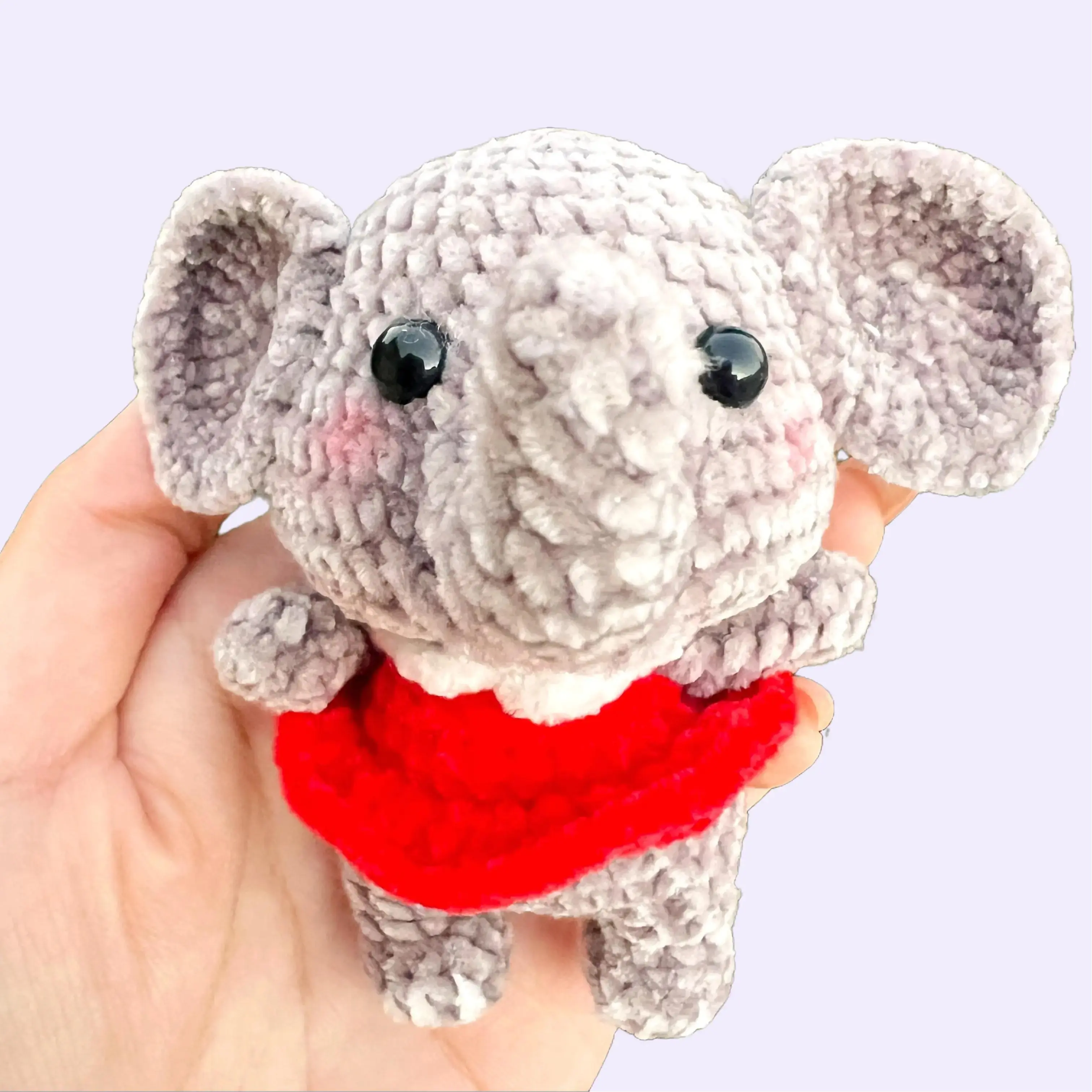 Handmade Amigurumi Crochet Elephant with a Red Dress Plushie